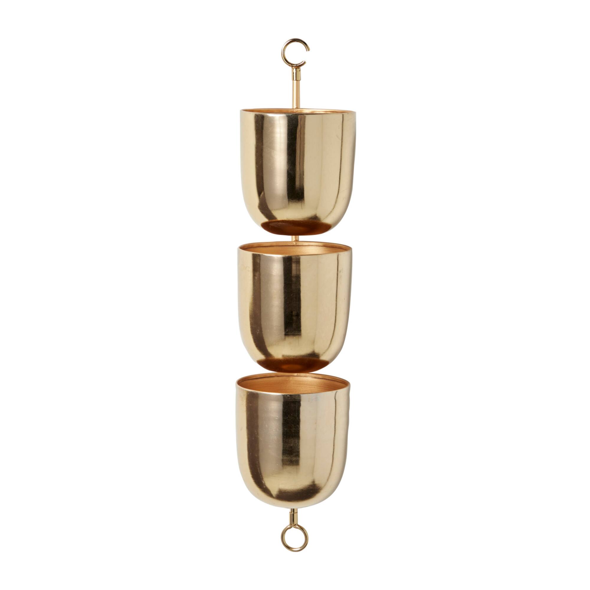 25" Gold Metal Contemporary Wall Planter